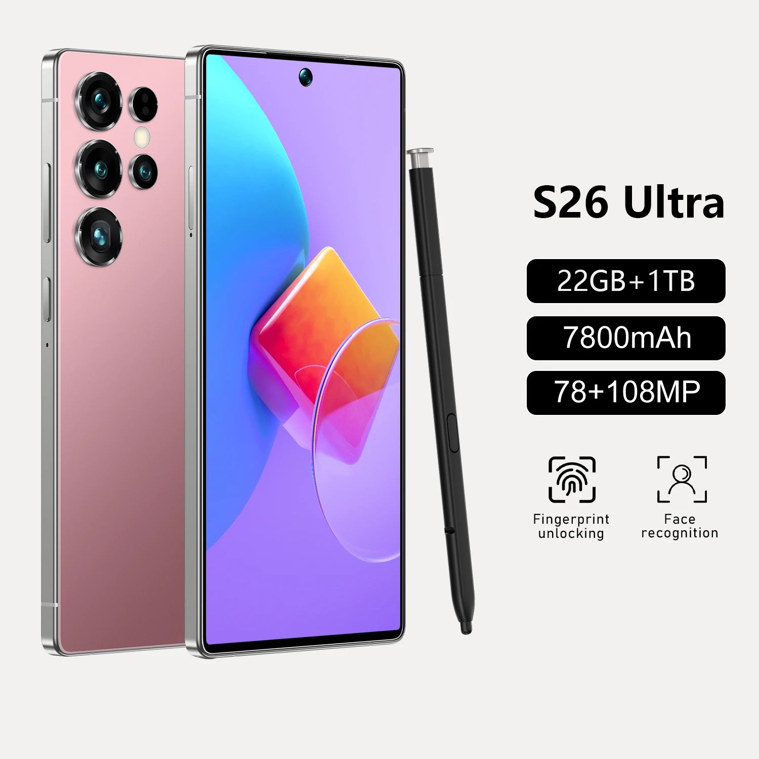 Tidesmit 5G Android Smartphone: 7.3-Inch Display, 22GB RAM, 1TB Storage Pink 22GB 1TB Tidesmit