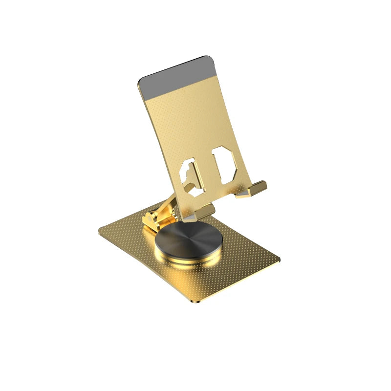 Trending Products Universal Desktop Foldable Phone Aluminum Mobile Phone Holder Portable Rotating Desktop Metal Phone Stand Golden Tidesmit