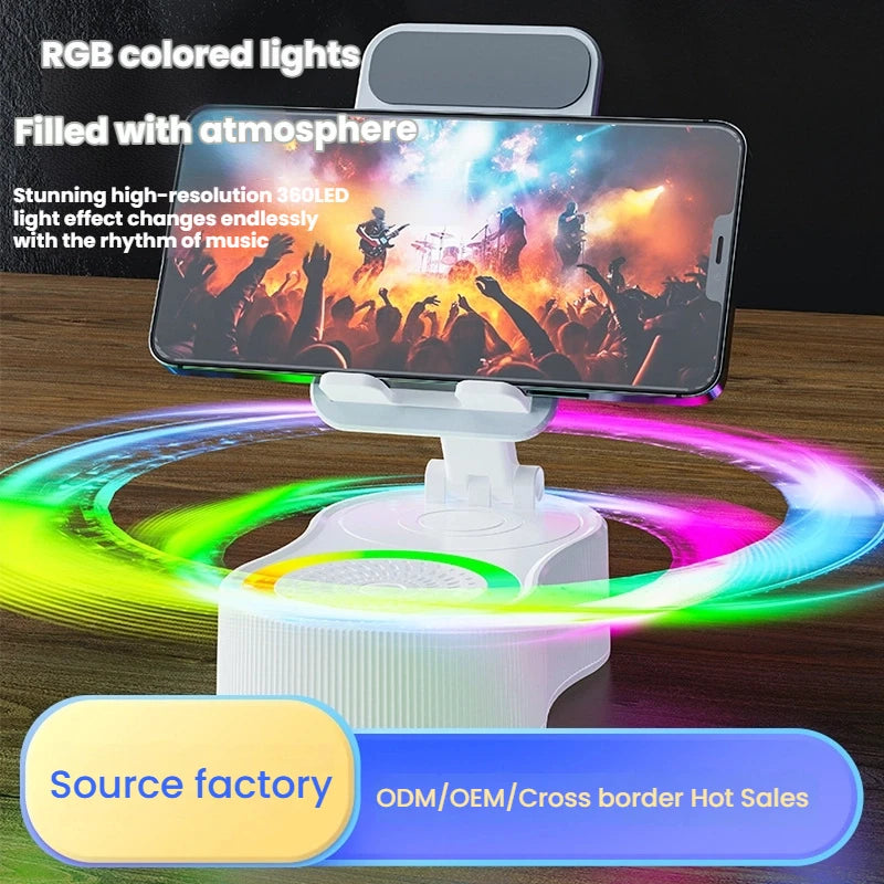 Power bank charger-Dropshipping 360 Swivel Lifting Mobile Phone Holder Power Bank Bluetooth Speaker Mini Portable Ambient Light Gifts Tidesmit