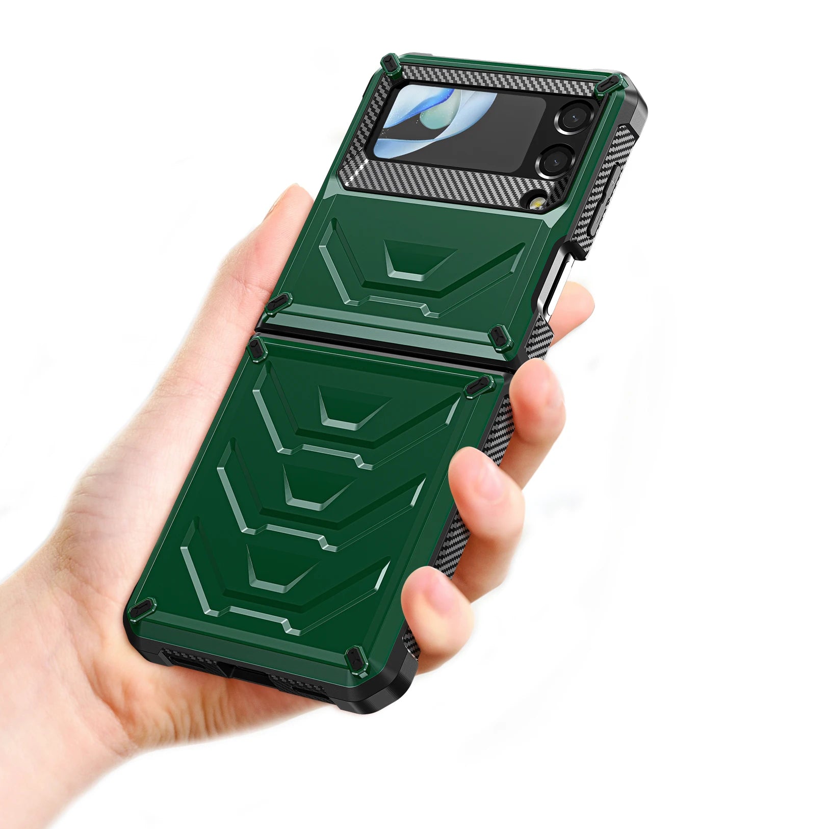 Galaxy Z Flip 4 SM F721 Luxury 6.7 Inch TPU 5G Case Cover PC Screen Protector Shockproof Black Mobile Phone Tidesmit