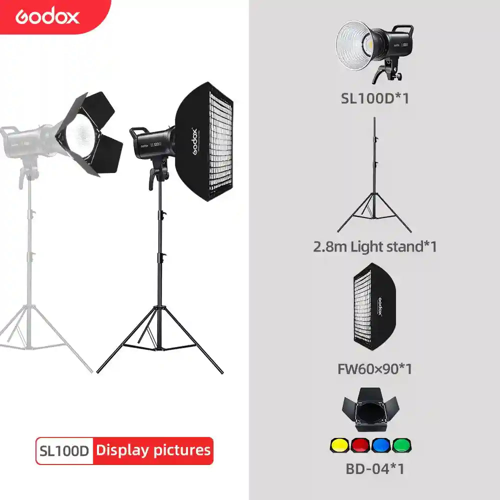 Godox SL100D LED Video Light 100W 5600K Bowens Mount Studio Kit Tidesmit