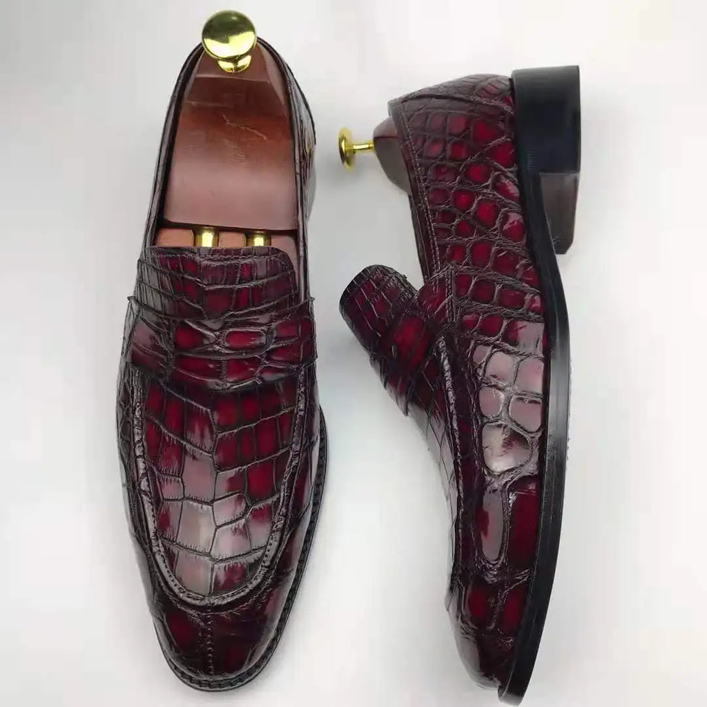 Popular Design Mens Loafer Shoes Stylish Luxury Men's Leather Shoes Top Quality Genuine Crocodile Leather Goodyear Men's Shoes