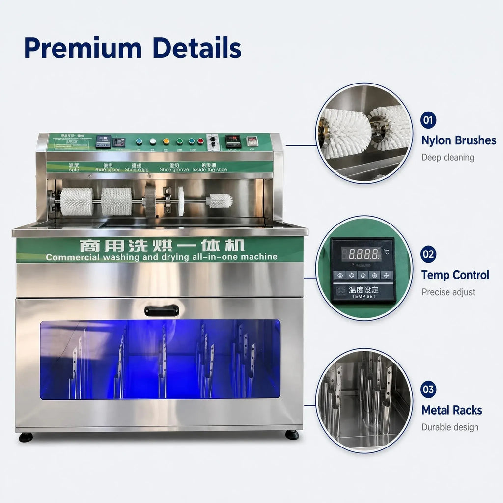 Automatic Commercial Shoe Washing Machine With Dryer Stainless Steel