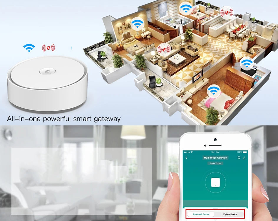 Tuya Smart Life Smart Multi-mode Gateway ZigBee WiFi Bluetooth-Compatible Hub Wireless Control with App Alexa Google Home Voice