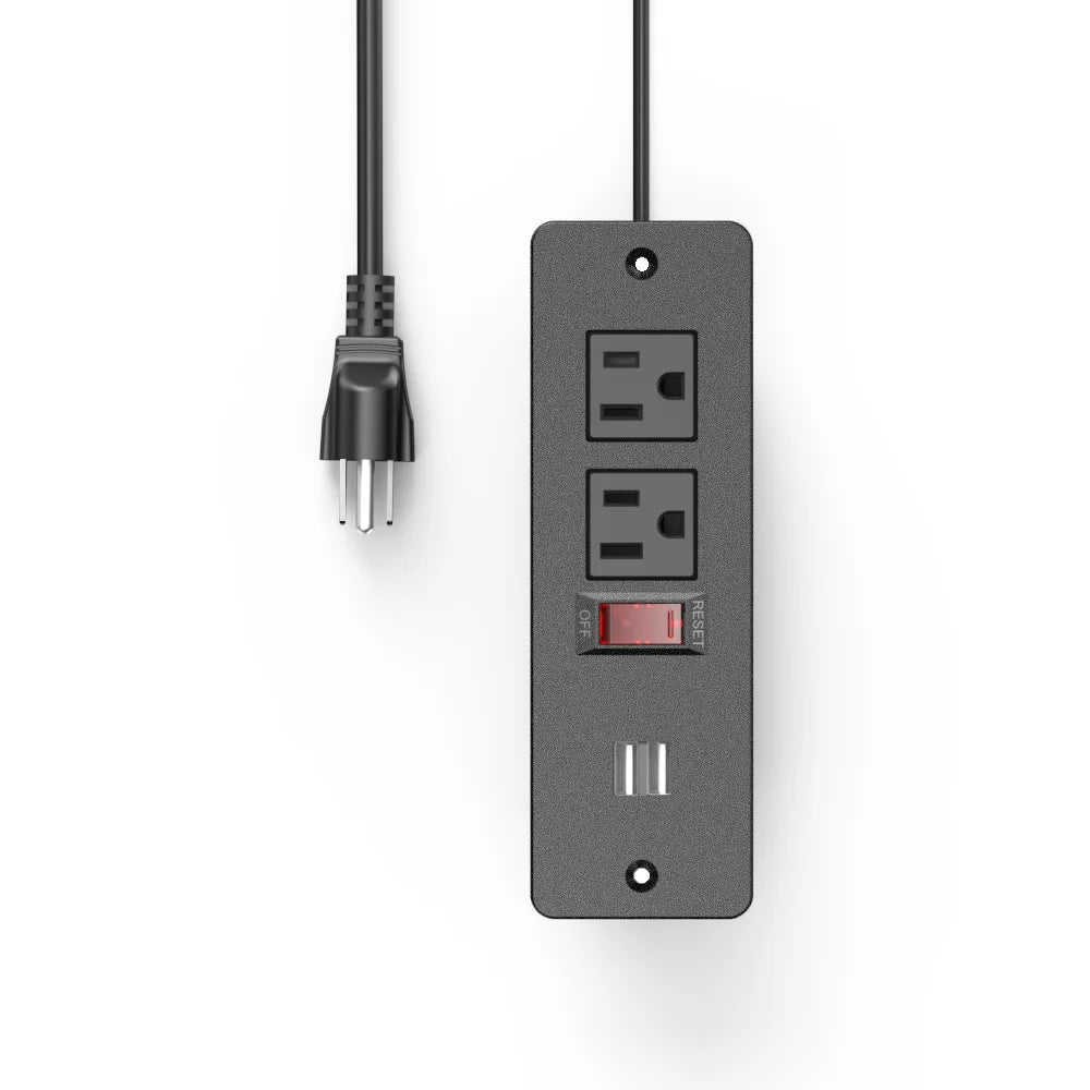 Recessed Power Strip Wall Mount Furniture Hidden Charging Station Desk Outlet Two USB a Power Socket for Office Industrial Home Tidesmit