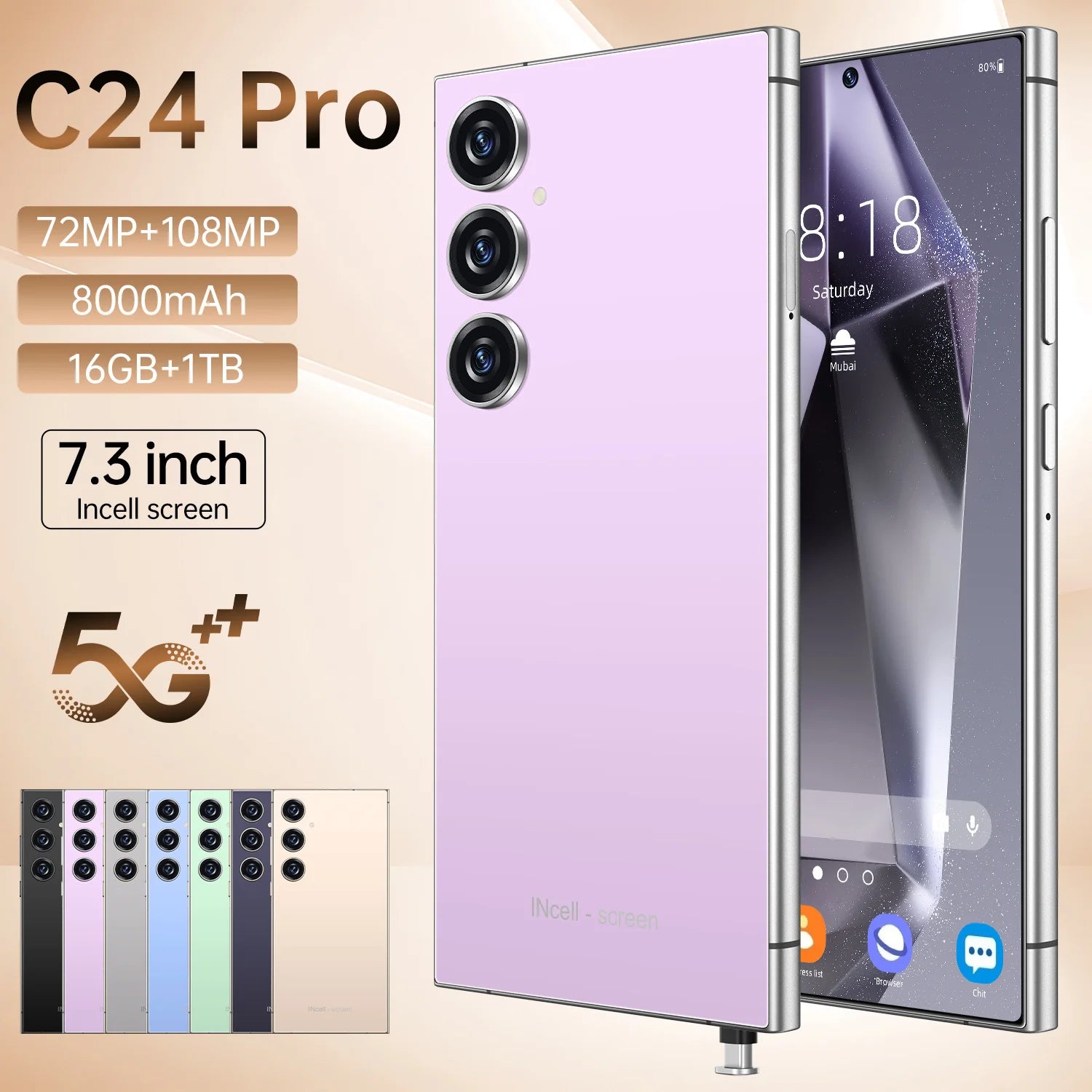 2025 Brand New S25 Ultra C24 I16 Pro Max 16GB+1TB 5G Smart Phone 7.3-Inch 48MP+108MP Android 5G Gaming Smartphone - Tidesmit