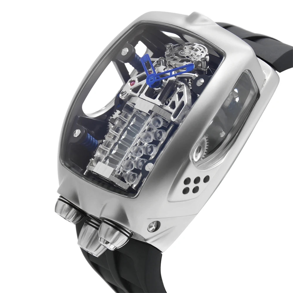 High-End Japanese Automatic Movement Watch Eco-Friendly Silicone Band with Stainless Steel Case Watch