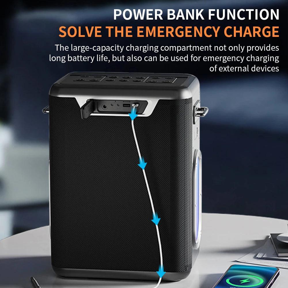 Bluetooth Speaker -400W High Power Karaoke BT5.3 Speaker Portable 360 Stereo Surround Waterproof Wireless Subwoofer with Dual Microphone Boombox