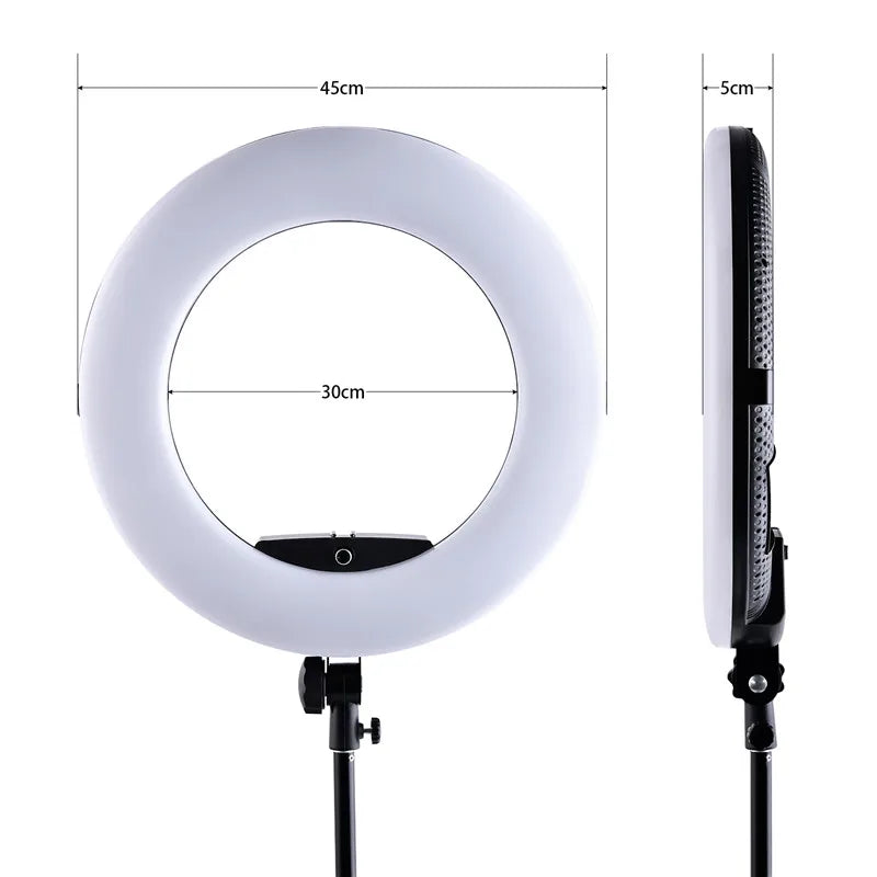 18-Inch Ring Light With Tripod Stand - Dimmable LED Studio Kit Tidesmit