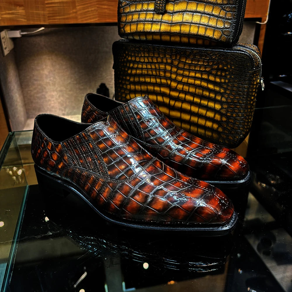 Hot-selling Genuine Crocodile Leather Men's Shoes Slip-on Party Wear Men Dress Shoes Luxury Handmade Designer Shoes Men