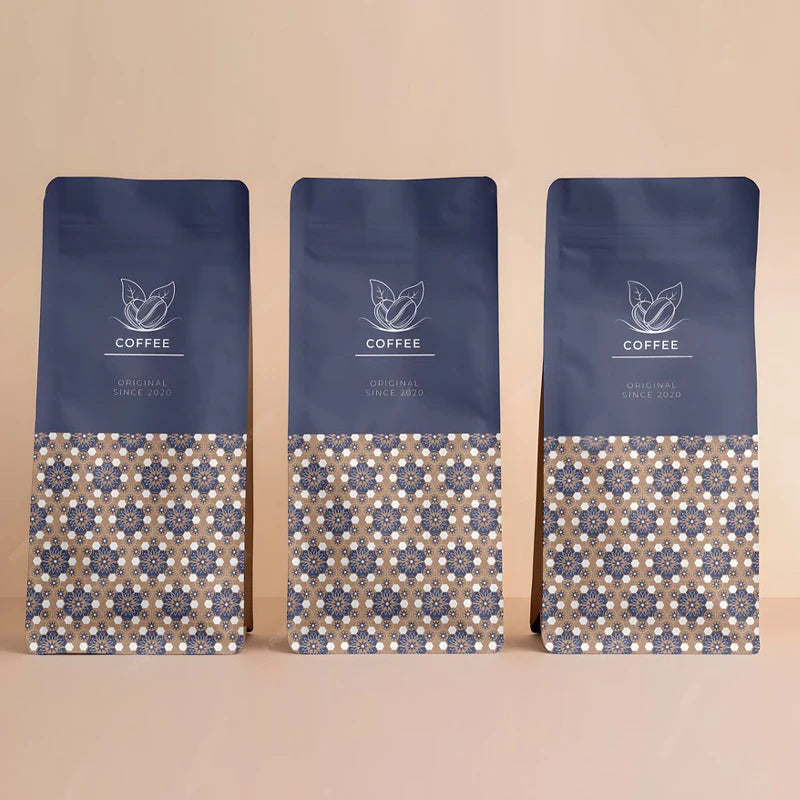 Coffee Bag Packaging 250g Flat Bottom Coffee Bean Bag With Valve Eco Friendly Compostable Kraft Paper Coffee Pouch Wholesale