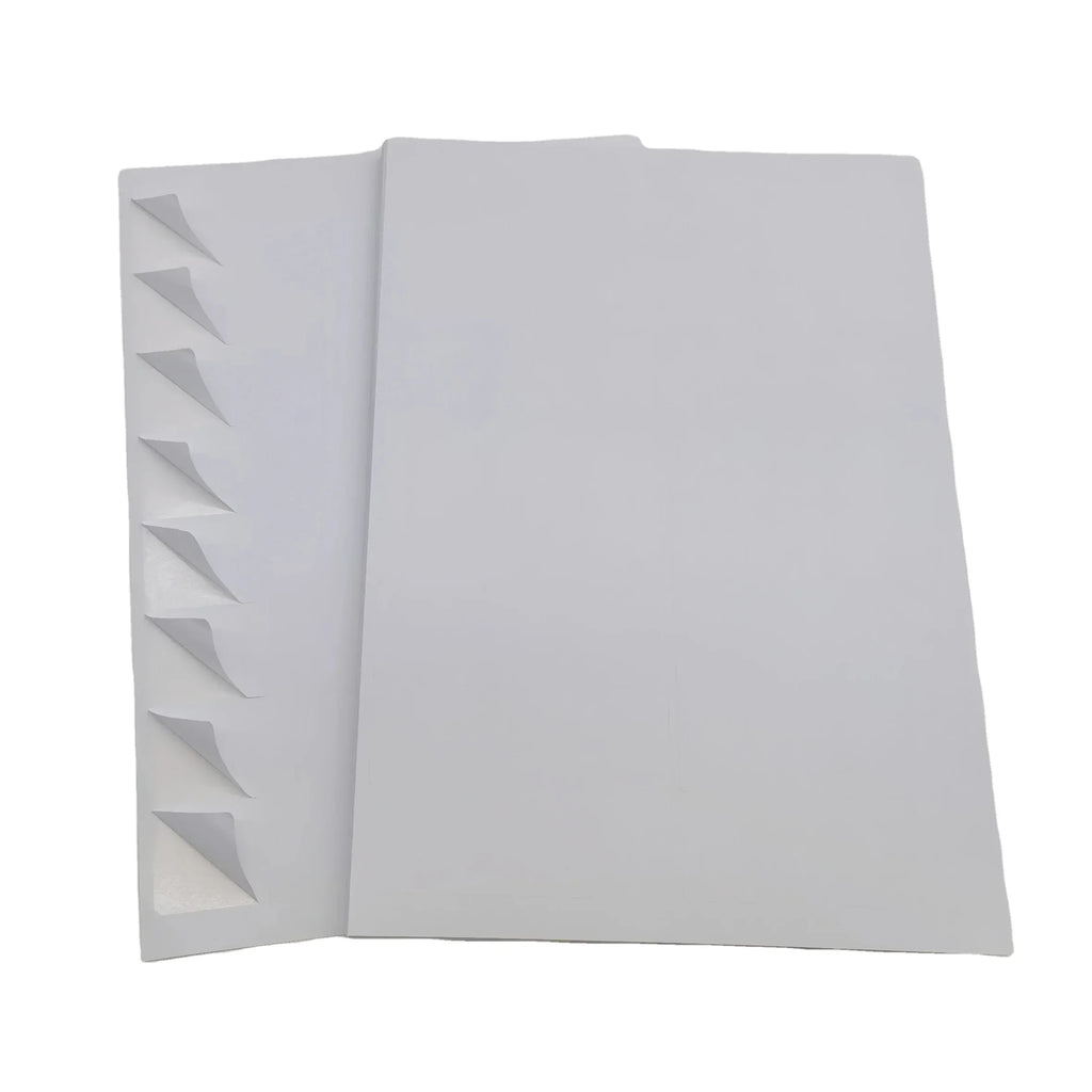 White A4 self-adhesive sticker sheets, two sheets side-by-side
