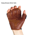 Anti slip Cowhide Fitness Gloves, Pull-up Horizontal bar Training, Anti Cocooning, Weight Lifting Protective Gloves Deep Brown a pair Tidesmit