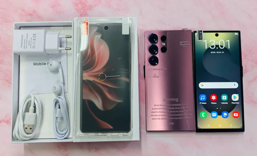 New S25 Ultra 5G smartphone with 22GB RAM and 2TB storage, featuring an HD screen and Dual SIM in a sleek design.