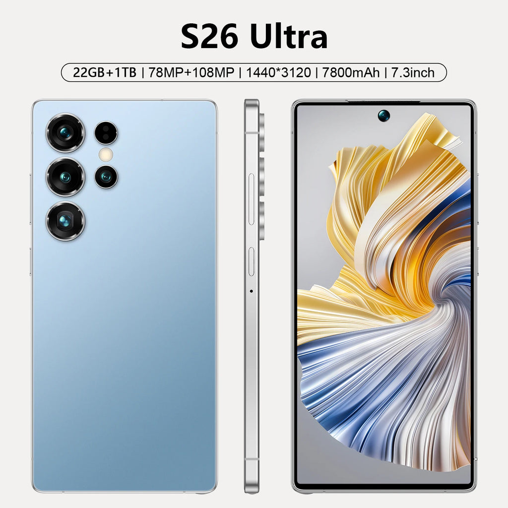 S26 Ultra 5G Android smartphone with 22GB RAM and 1TB storage unlocked mobile phone gallery view