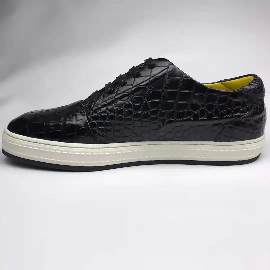 Latest Handmade Genuine Crocodile Leather Men's Sneakers Shoes Skateboard Branded Shoes Men Sneaker Luxury Casual Shoes Men