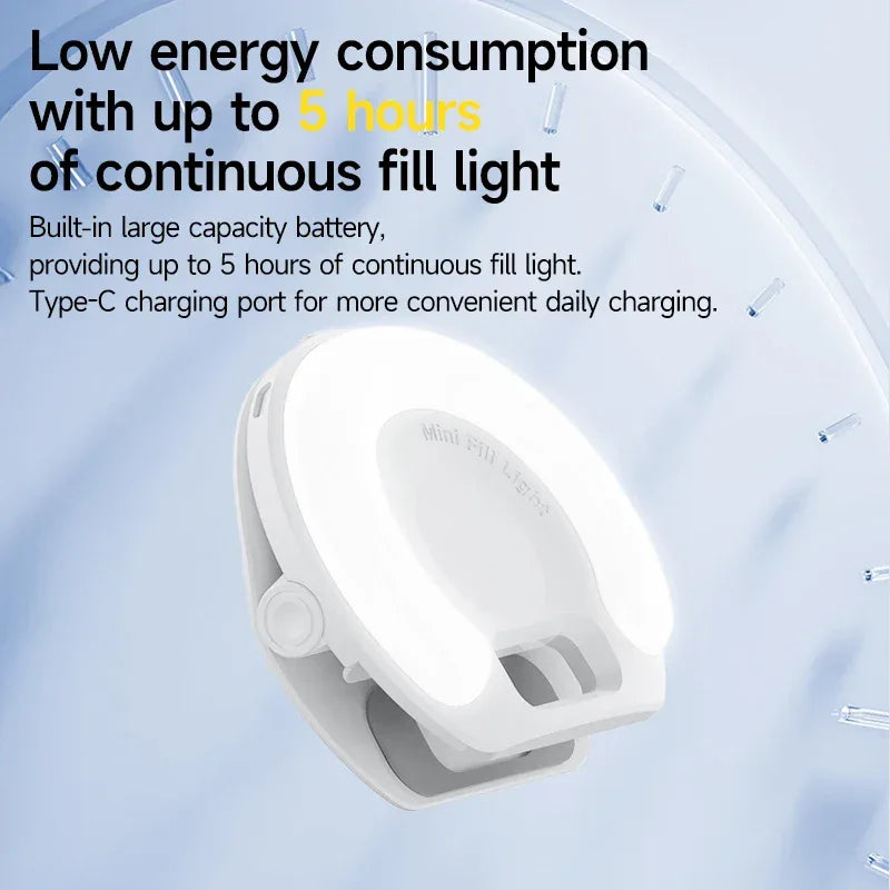 2025 Mini Macaron Color LED Ring Light Portable Selfie Photo & Video Lighting for Phone & Laptop D7 Splicing Clip New Arrival - Tidesmit