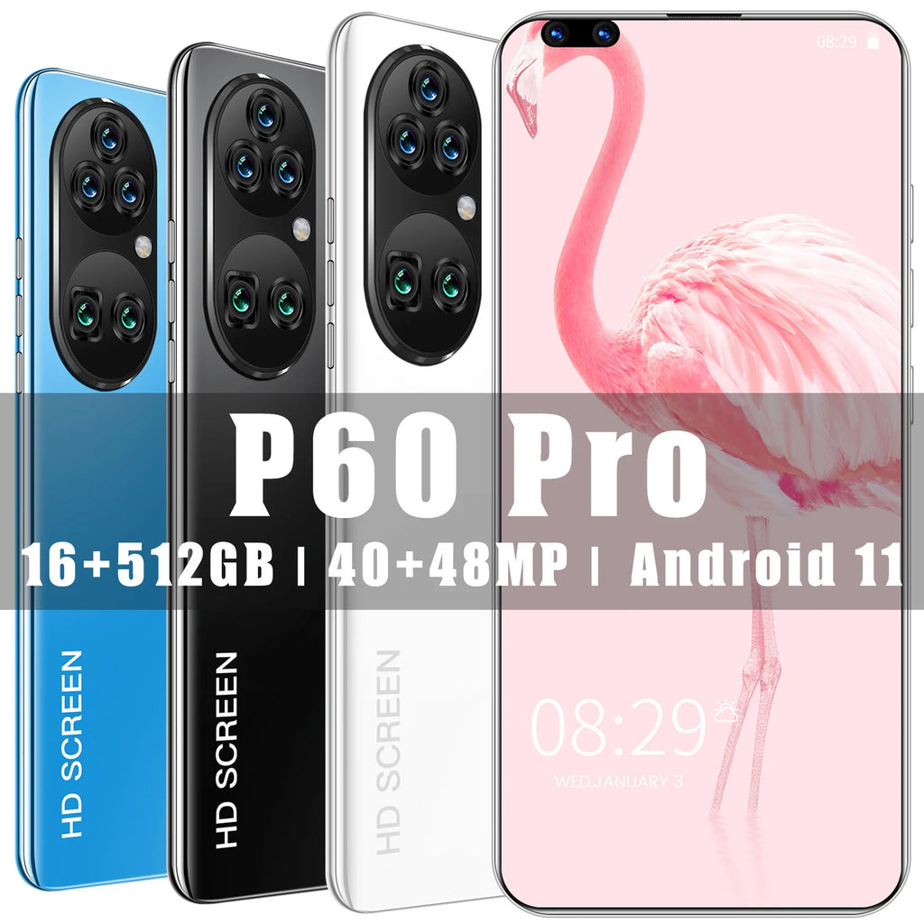 New P60 Pro 7.8 Inch 10 Core Smart Phone 16GB+512GB 4K HD GPS Navigation 5G Android SmartPhone 40+48MP Game Mobile Phone - Tidesmit