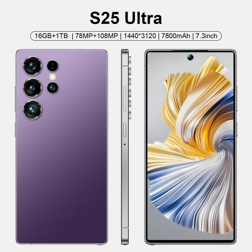 Hot Selling S25 ULTRA 16GB+1TGB 7.3 Inch Phone Original Full Display Android 14.0 Mobile Cell Smart Phone - Tidesmit
