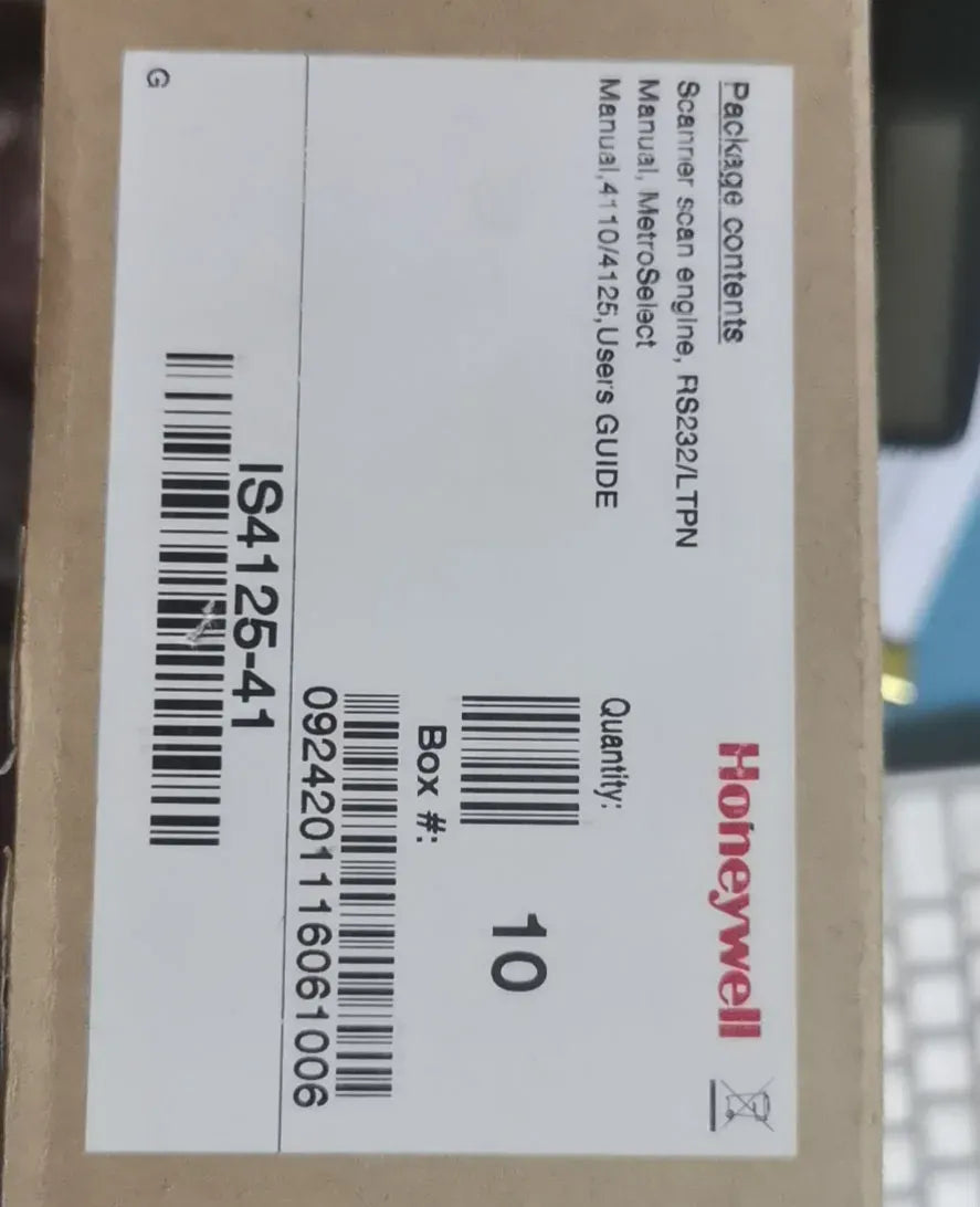 Honeywell barcode label for scan engine, model IS4125-41, boxed unit