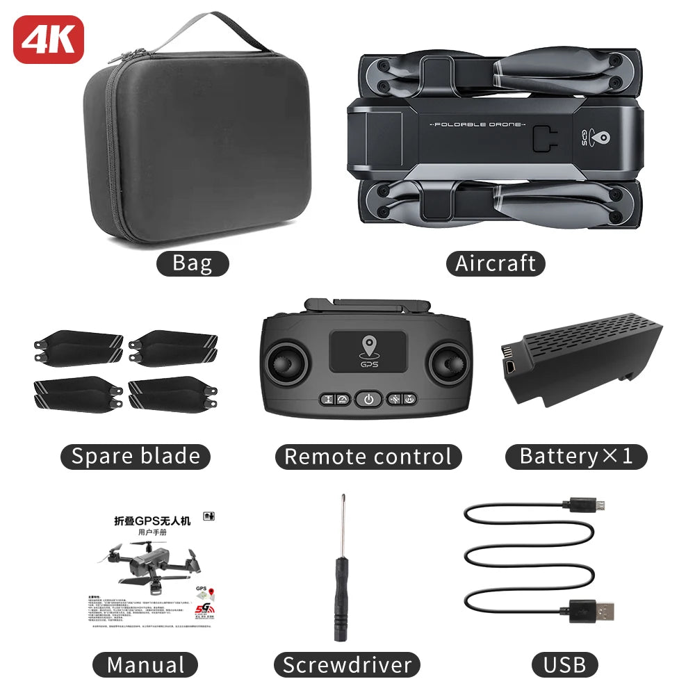 Upgraded Version HOSHI HS107 GPS Drone with 4K ESC Dual Camera Brushless Motor 30Mins 1.2KM 5G WIFI FPV RC Quadcopter RTF Tidesmit