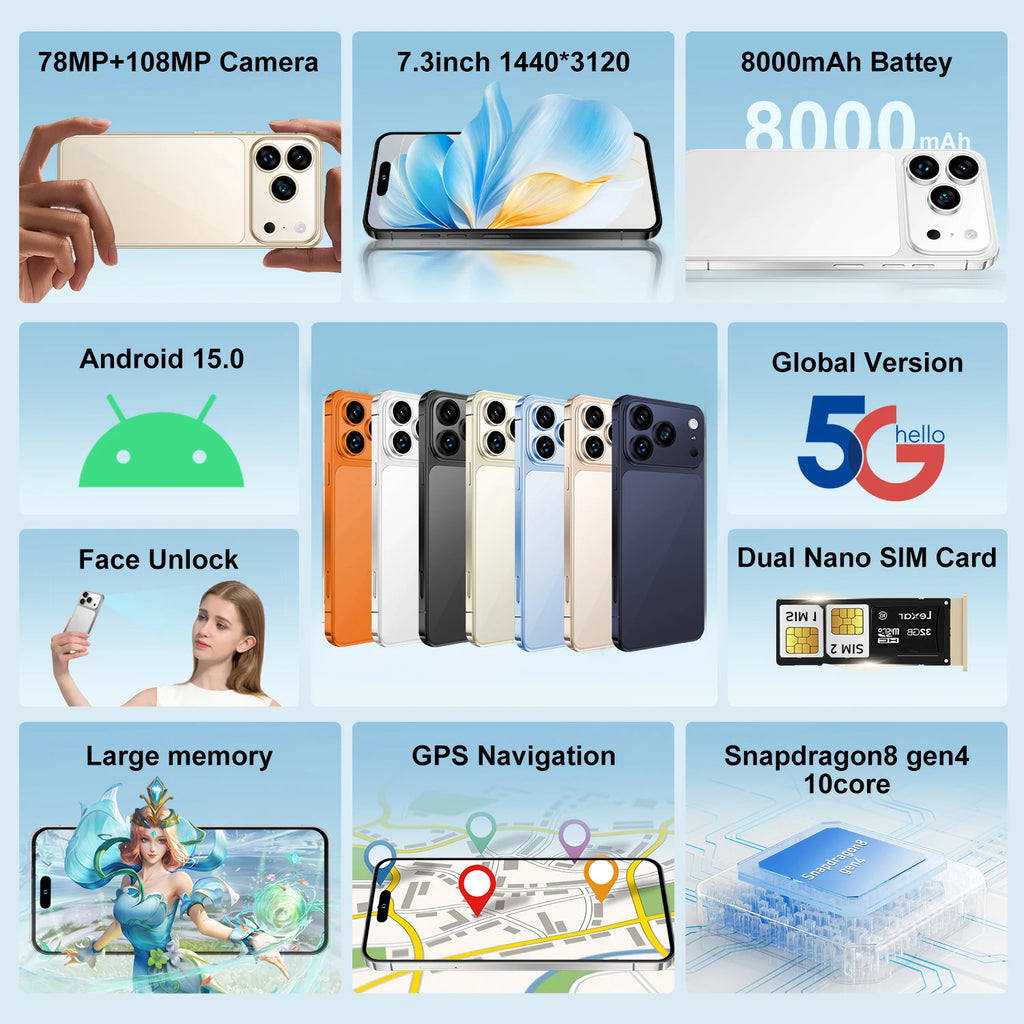Tidesmit 5G Smartphone: 1TB Storage, 16GB RAM, 7.3 Inch AMOLED Tidesmit