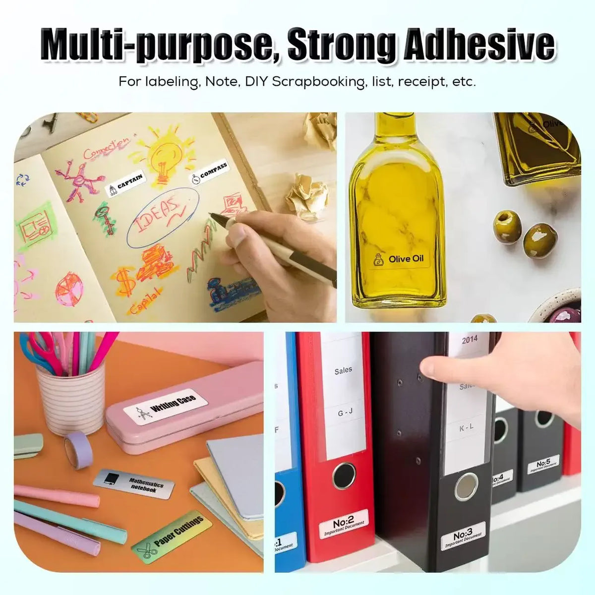 Self-adhesive thermal label rolls for labeling, DIY scrapbooking, receipts, and lists