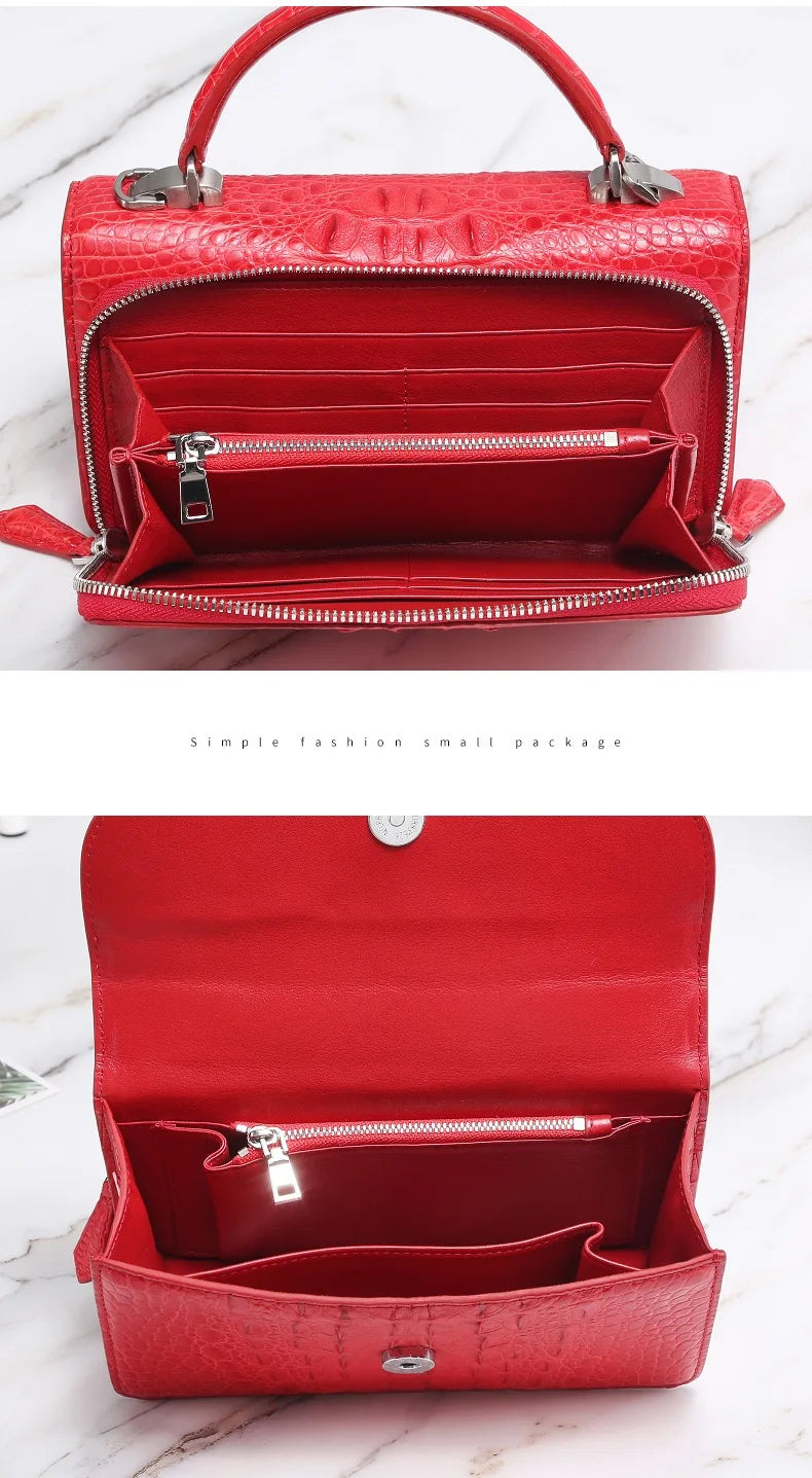 Fashion Designer Genuine Crocodile Leather Women's Small White Handbag Purse Authentic Crocodile Skin Female Flap Shoulder Bag