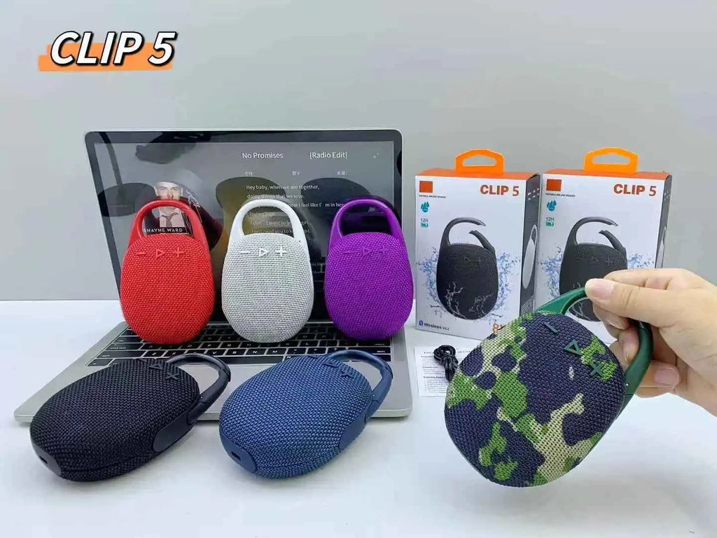 Clip5 Mini Portable Wireless BT Speaker 5W Bass Outdoor Sport Speaker Home Gift Clip4 Mini Boombox Speakers With Hook My Store