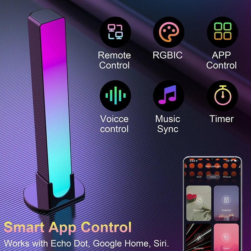 24W RGBIC TUYA LED Ambient Light Smart Home Decoration Compatible with Alexa Google Home IFTTT Remote Control White Shade Tidesmit