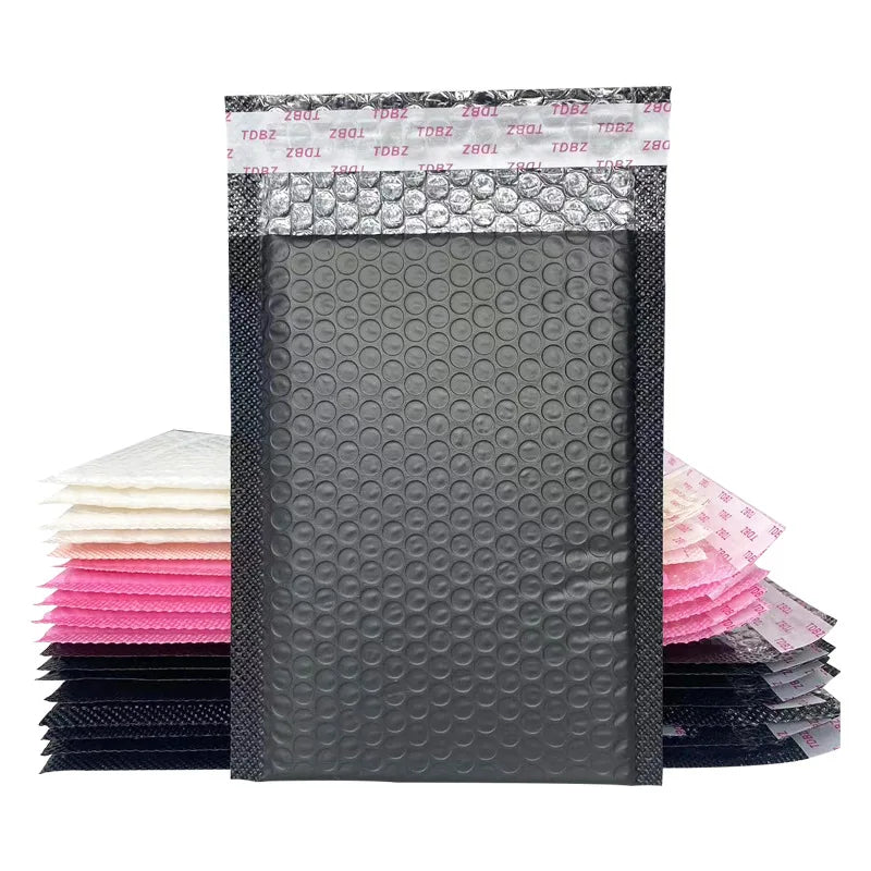Custom Colorful Pink Black  Printed Express Shipping Envelope Poly Bubble Mailers Bag