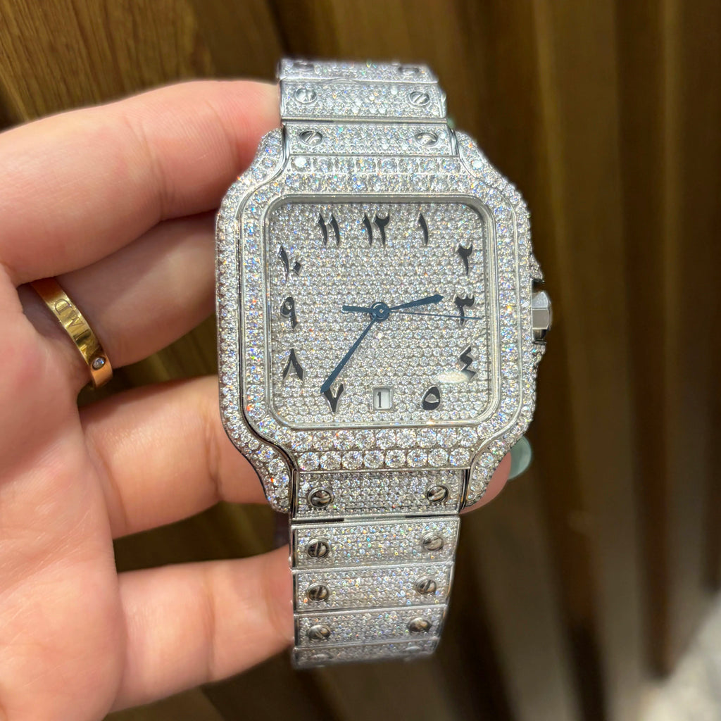 Custom-Made Stainless Steel Out Hip-Hop D Color Movement Automatic Mechanical Watch VVS Moissanite Watch for Men