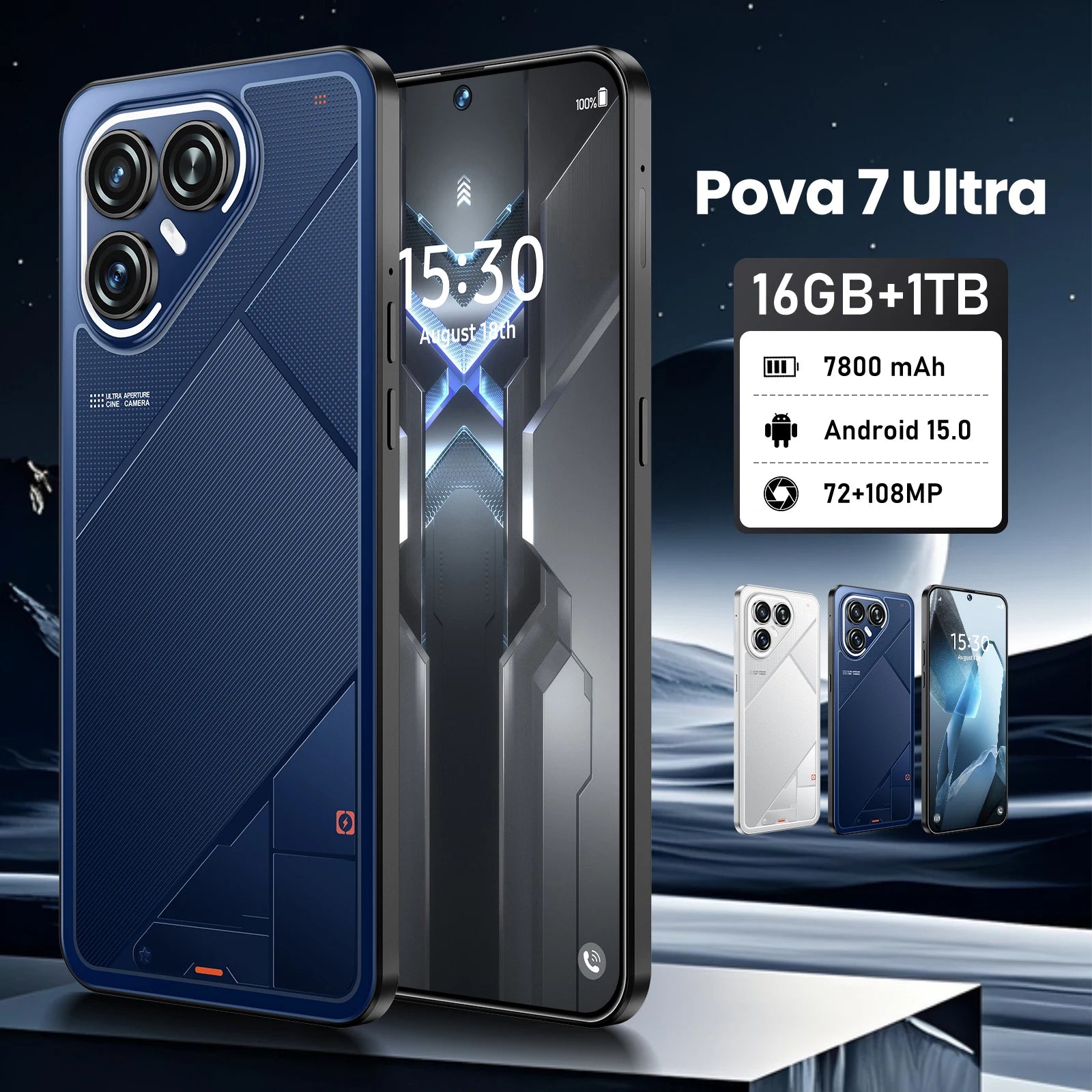 Tidesmit Pova7 Ultra 5G smartphone with 108MP camera and 1TB storage in sleek premium design for professional use
