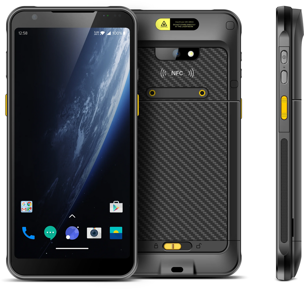 Chainway MC50 rugged 5G Android 12 industrial smartphone with 2D barcode scanner and NFC data collector.