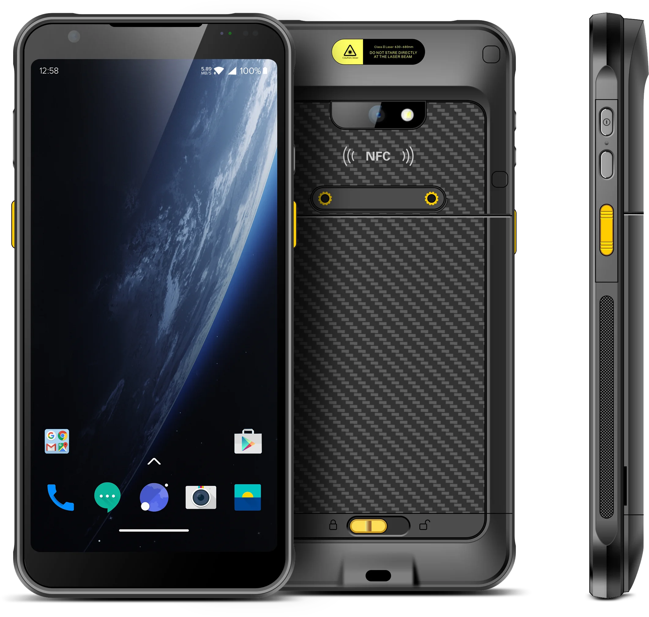 Chainway MC50 rugged 5G Android 12 industrial smartphone with 2D barcode scanner and NFC data collector.