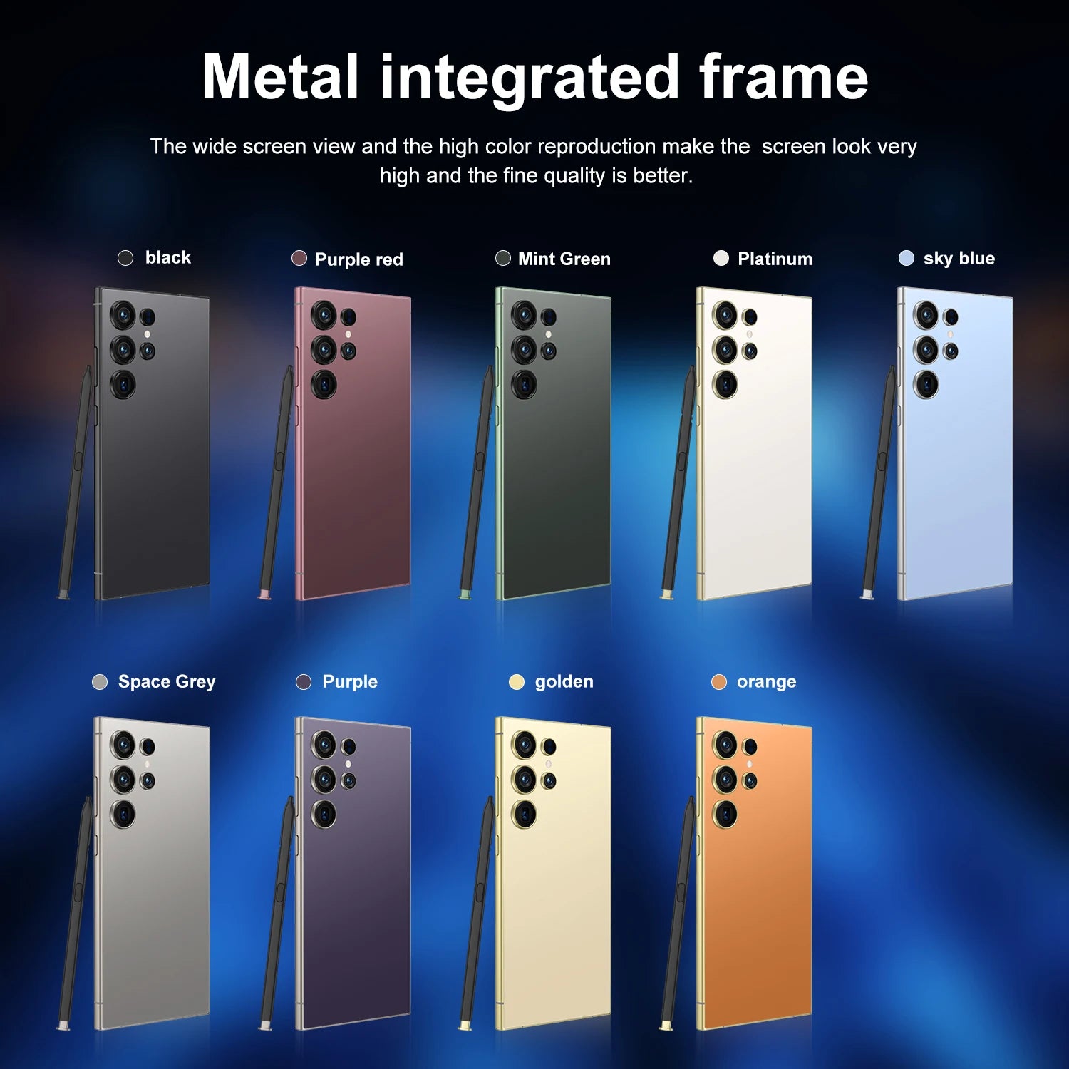 Tidesmit S25 5G smartphone side view showing 6.6 inch display, slim design, and high resolution camera lens.