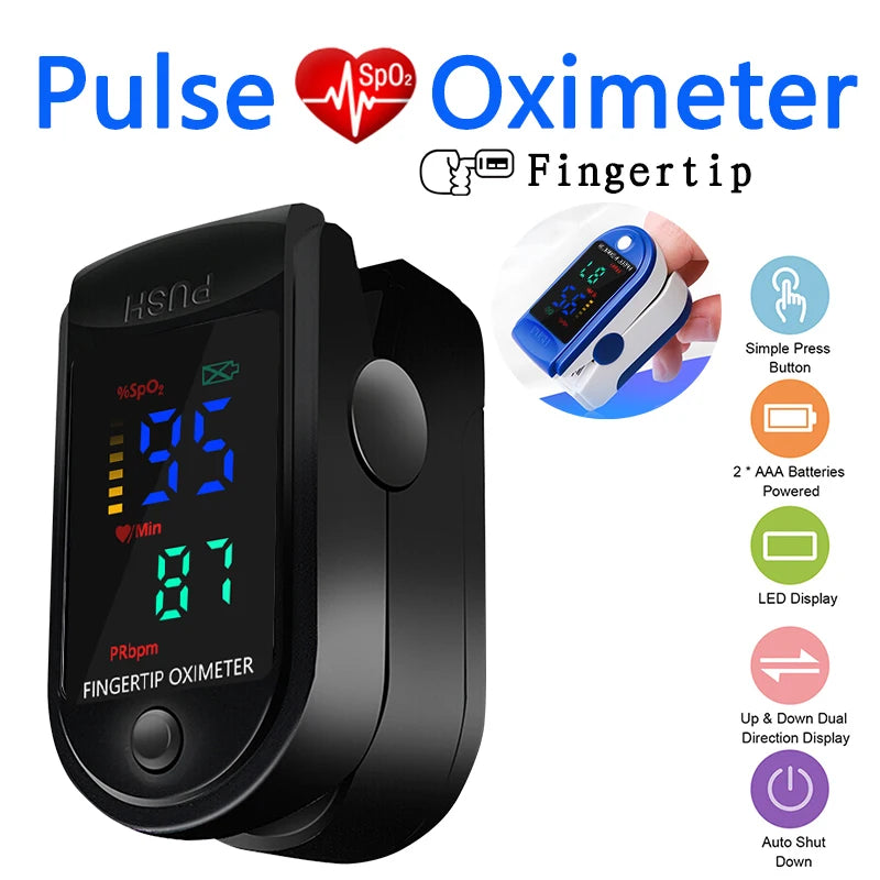 Oximetro monitor Fingertip Oxygen Saturation Detector Medical Pulse Oximeter Clip Health Heart Rate Oximetry LED
