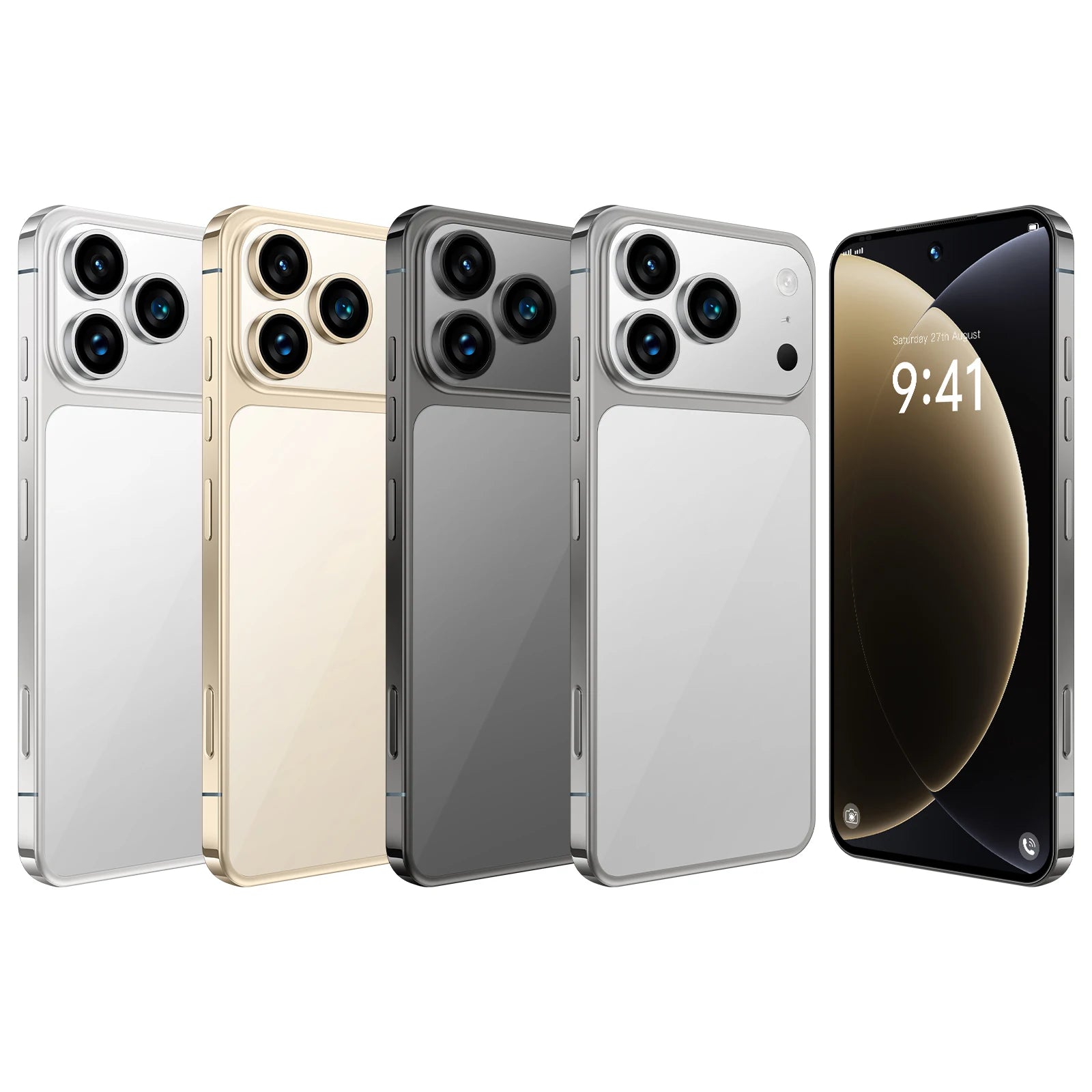 I17 17 Pro Max 5G smartphone side view showing 7.3 inch display and 108MP camera lens