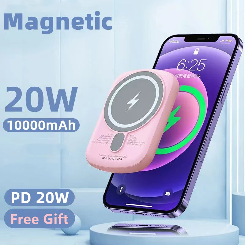 Power bank charger-EONLINE Magnetic Power Bank Wireless Charger 10000mAh Fast Charge Powerbank for iPhone Huawei Magnetic Series Universal Tidesmit