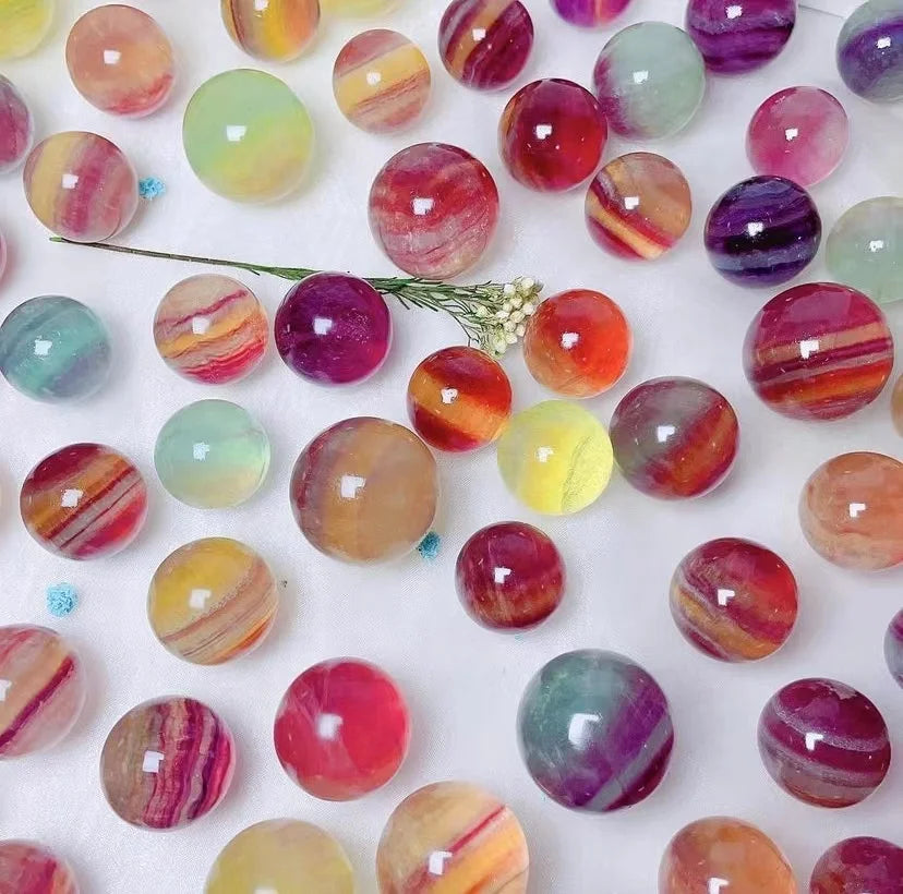 High Quality Crystal Healing Semi Precious Stone Craft Candy Fluorite Spheres