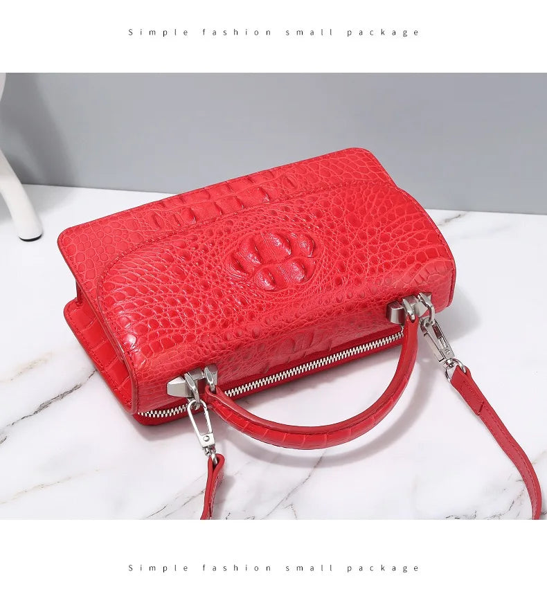 Fashion Designer Genuine Crocodile Leather Women's Small White Handbag Purse Authentic Crocodile Skin Female Flap Shoulder Bag
