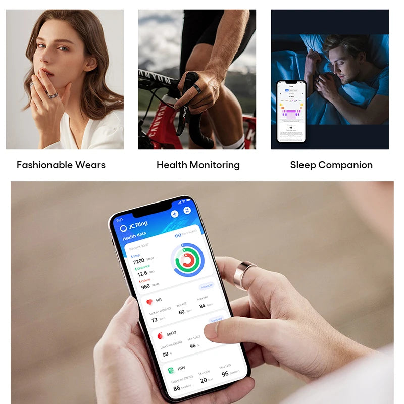 Hot Sell Connect Health Smart Ring With Blood Pressure Ecg Heart Rate Fitness Sleep tracker Monitor for Men Android Phone 2301A2 Tidesmit