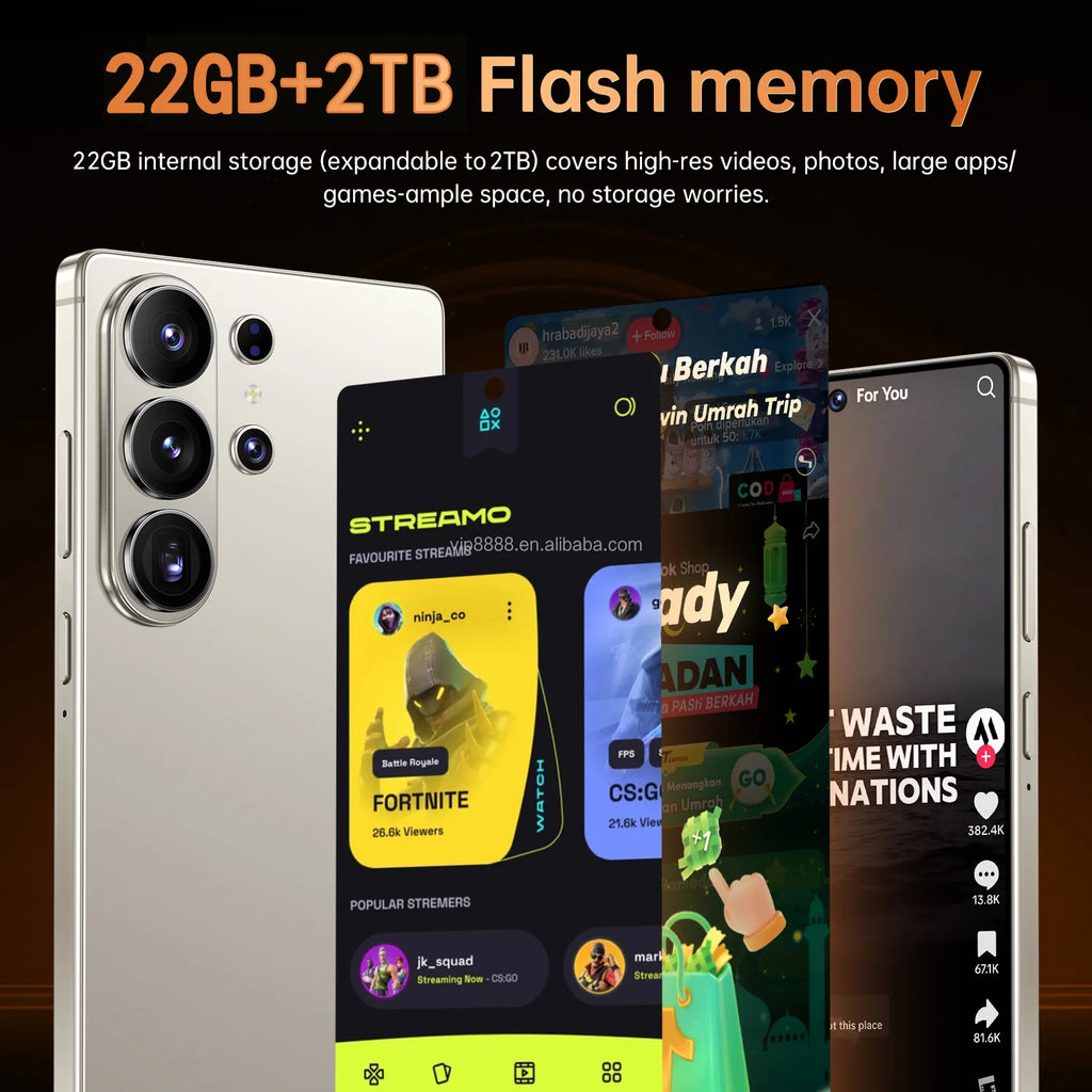 Tidesmit S26 Ultra 7.7 inch Android 15 smartphone with 22GB RAM 2TB storage and integrated S-Pen in sleek design