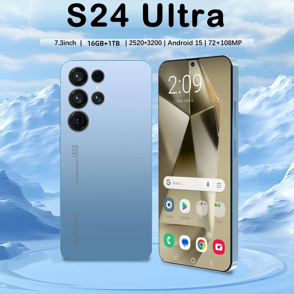 2026 Original S24 Ultra 5G smartphone with 7.3 inch HD 120Hz display, 16GB RAM, 1TB storage, and 108MP camera