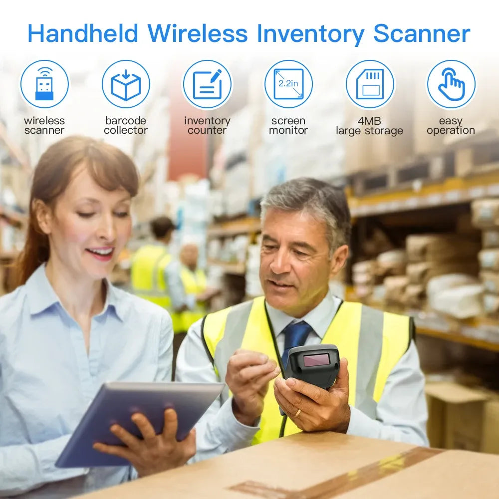 Handheld wireless inventory barcode scanner used in a store by staff at checkout