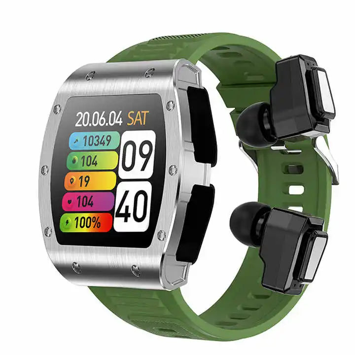 Jm09 2-in-1 TWS Smart Watch Wireless Earphones IP67 Waterproof Blood Oxygen Monitor Compass for Men's Sports Smartwatch Earbuds Tidesmit