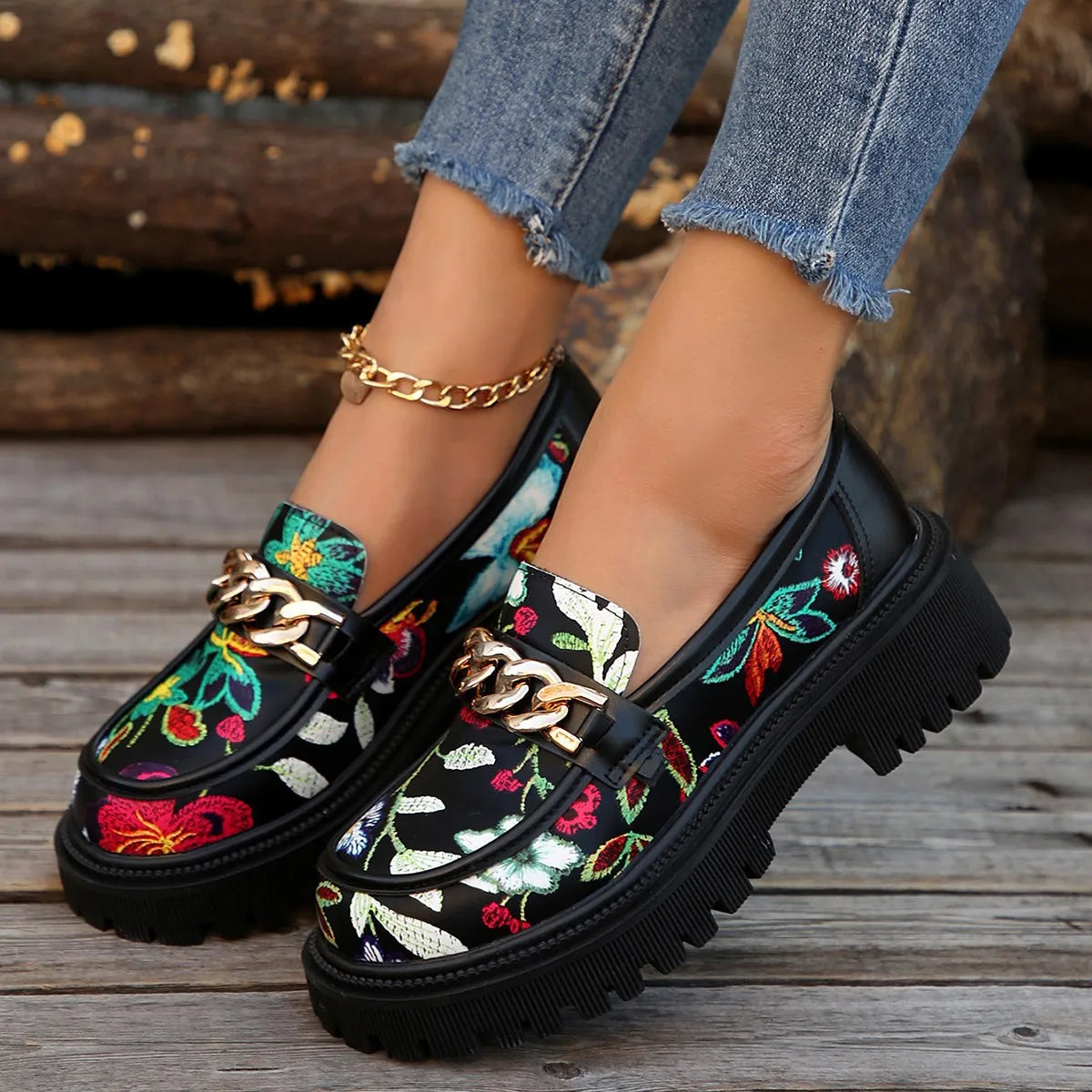 Fashionable Casual Shoes, Women's Thick Soled Shoes, Retro and Elegant French Loafers
