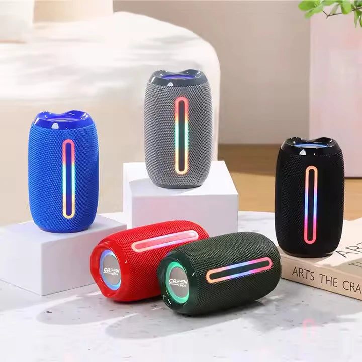 Bluetooth Speaker -Green-Lyca Small Portable Wireless for Bluetooth Desktop Subwoofer Active Desktop Speaker RGB LED Cylindrical Design Gift