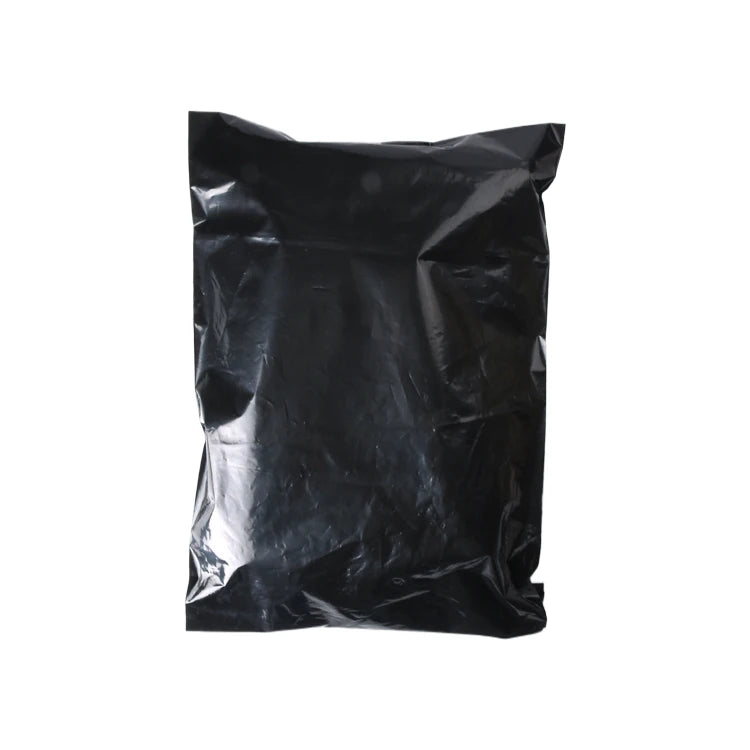 Waterproof poly mailer bag, black, sealed fold-over style for shipping clothes