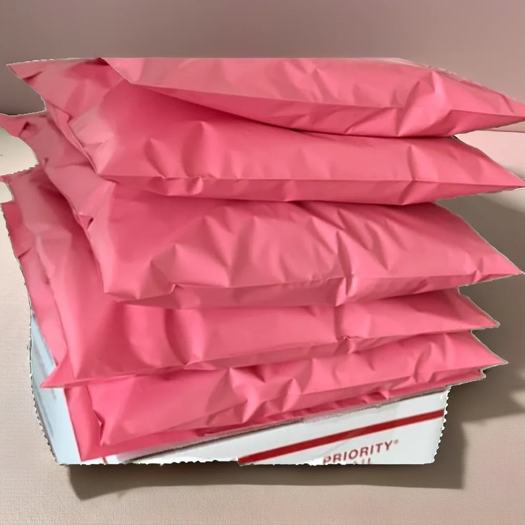 100 Piece 10x13 Inch Pink Courier Bag Thick Durable Poly 2 Mil Self-Sealing Shipping Bag 2-Day 5-Day Delivery Strong Apparel